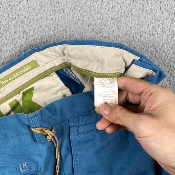 Life Khaki Relaxed Straight Pants Plain Front Men's 32x32 Blue New - Picture 5 of 10